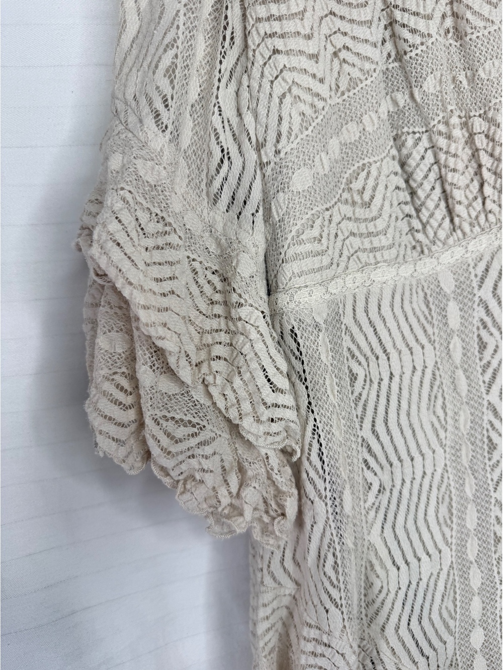 Rabbit Rabbit Rabbit Lace Boho Babydoll Dress 20W Off White Ruffle Sleeve - Picture 4 of 6